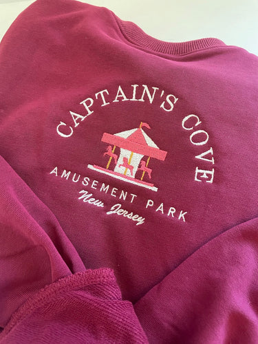 Embroidered Sweatshirt | 100% Cotton Handmade Sweater Jumper Design | Captain's Cove Amusement Park Embroidery